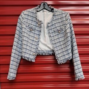 Masion Wester Tweed Boxy Cropped Women's Jacket Blazer Size S